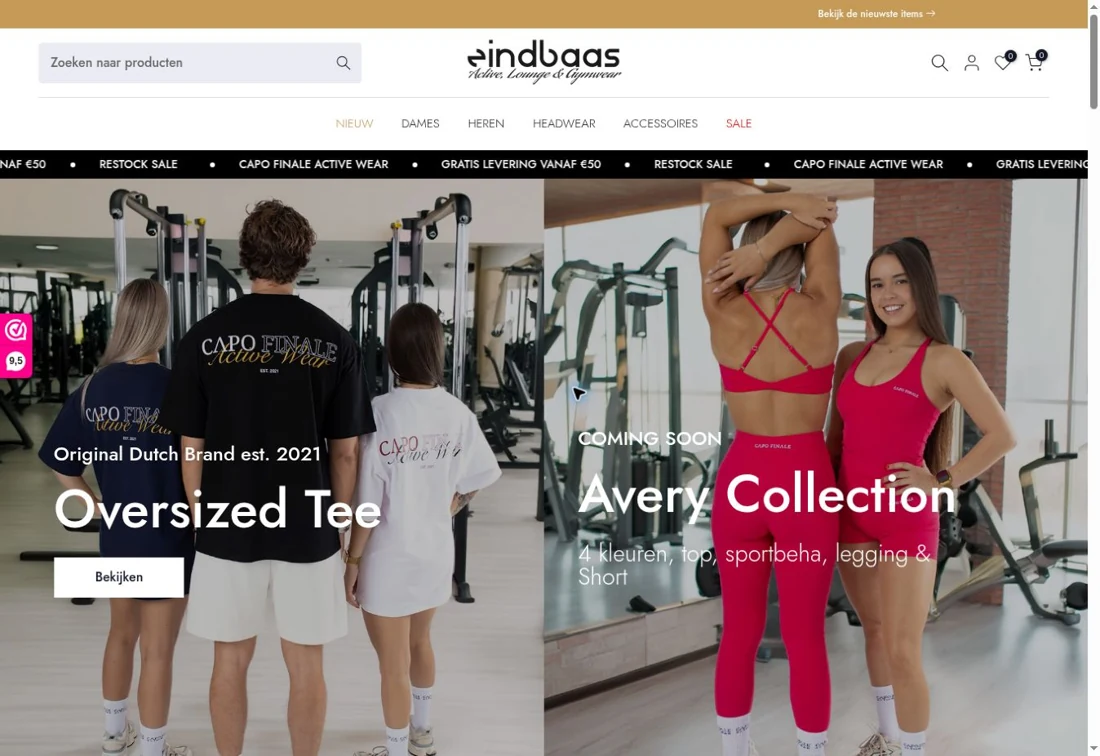 Homepage van Eindbaas Apparel met kleding van CAPO FINALE